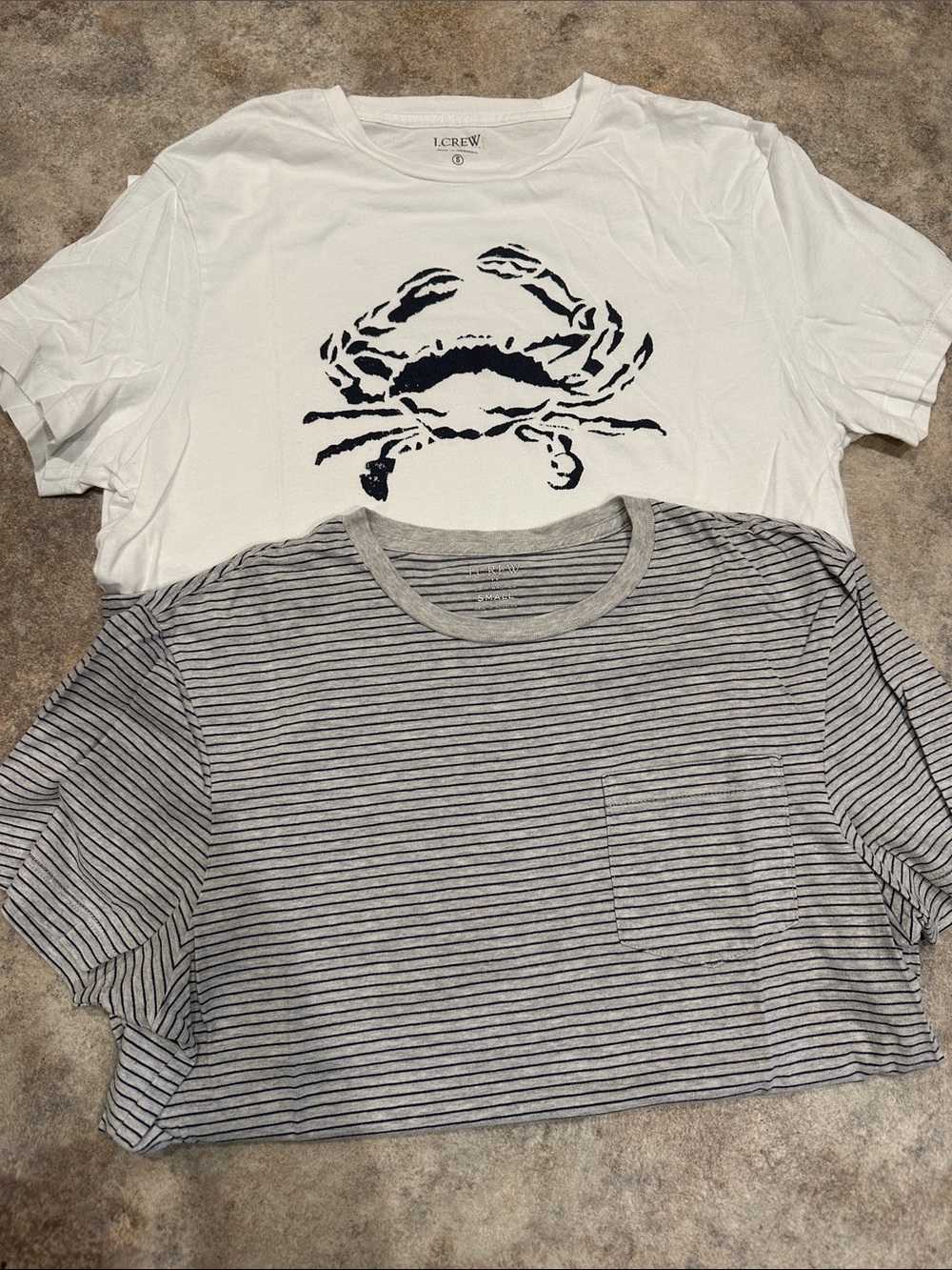J.Crew Two Short Sleeve Tees in White & Gray Like New